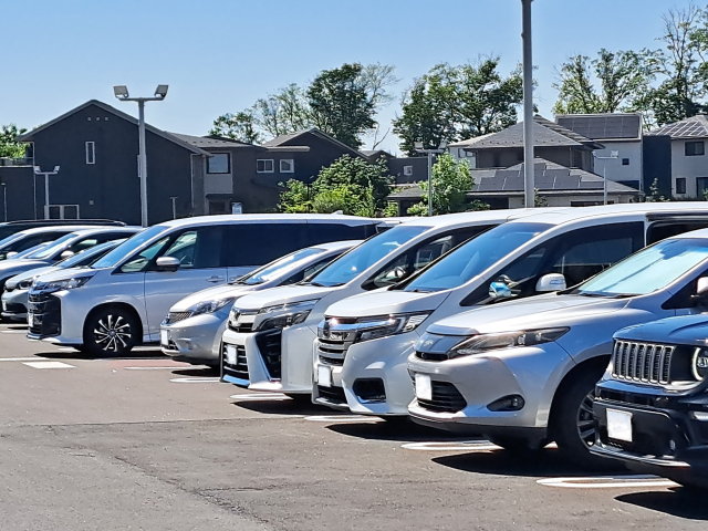 つくば市の広大な駐車場